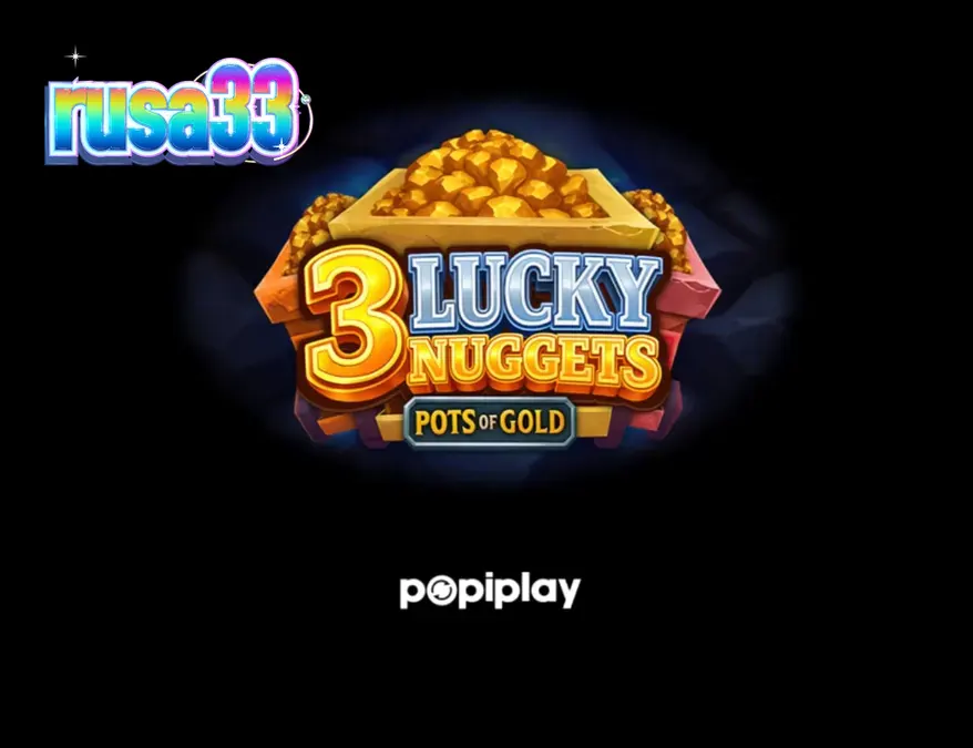 Tampilan layar permainan slot 3 Lucky Nuggets dengan tema penambangan emas, gulungan 5x4, dan simbol-simbol ceria.